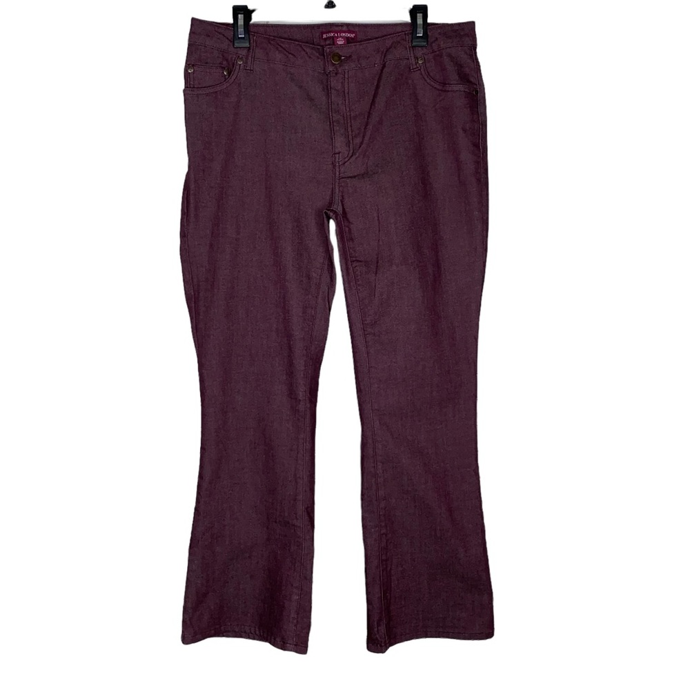 Jessica London Womens Petite Plum 5 Pocket Straight Leg Pant 14P